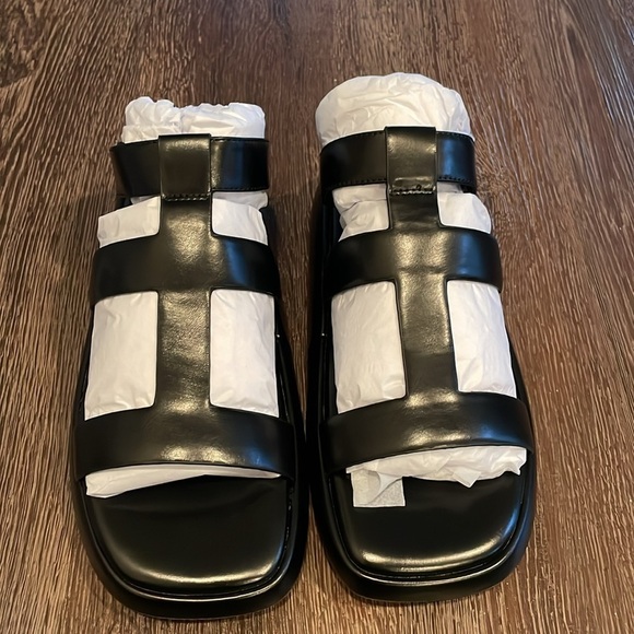 🖤Nwt Jeffrey Campbell Devis bolo greek straps Sandals in Black noir leat… - Picture 7 of 10